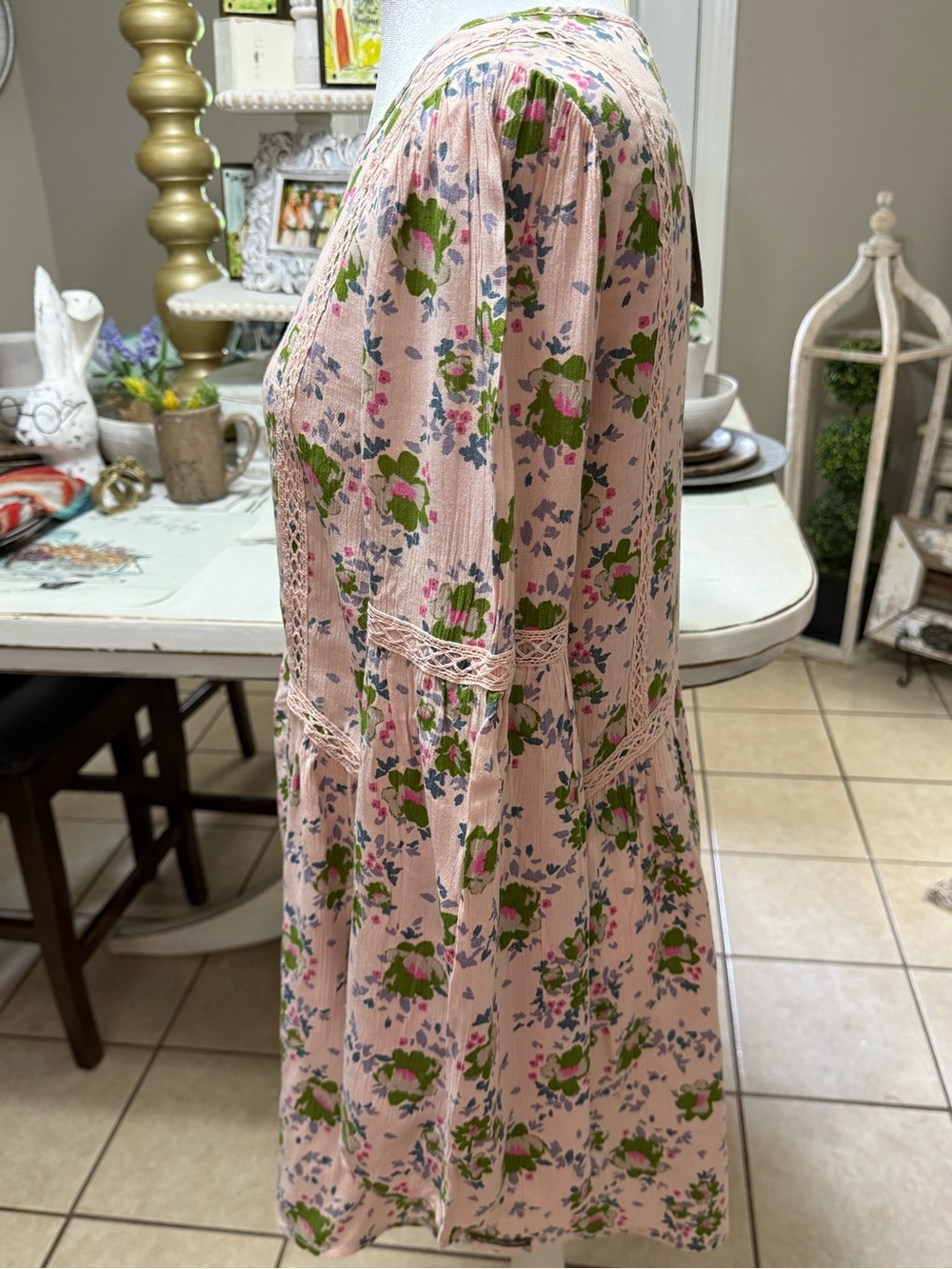 Matilda Jane Blush Pink Floral Long-Sleeve Peplum Dress size Small - Picture 5 of 7